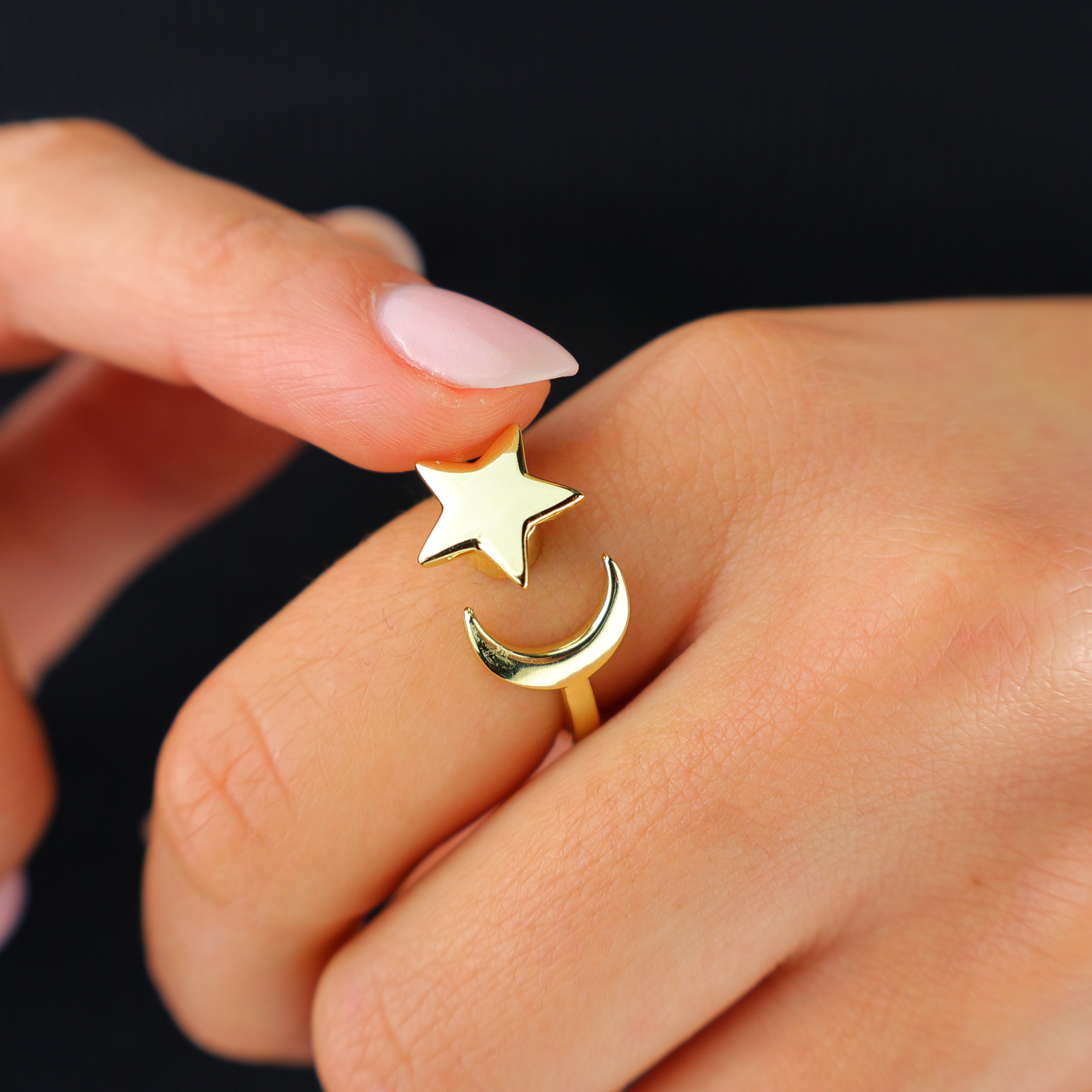 Moon & Star Anxiety Ring