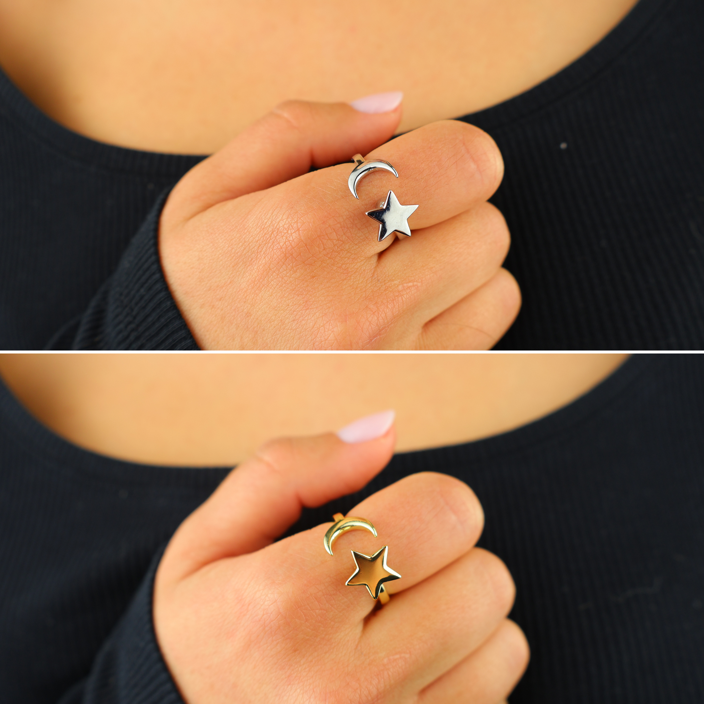 Moon & Star Anxiety Ring