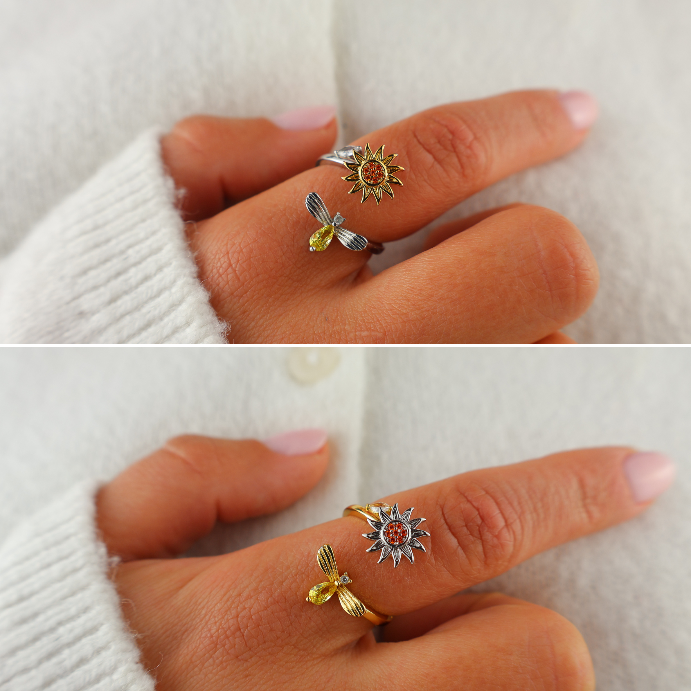 Bee & Bloom Anxiety Ring