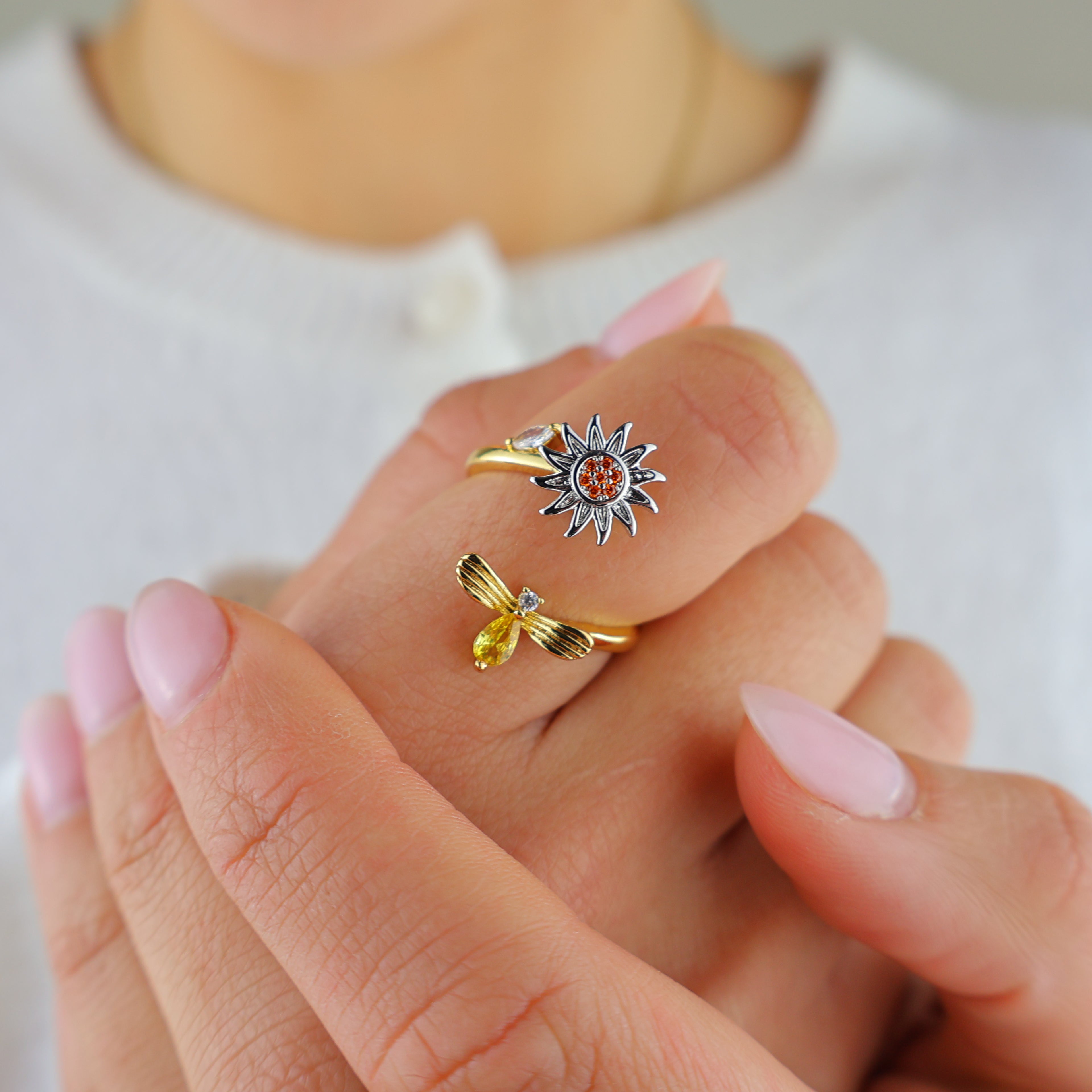 Bee & Bloom Anxiety Ring