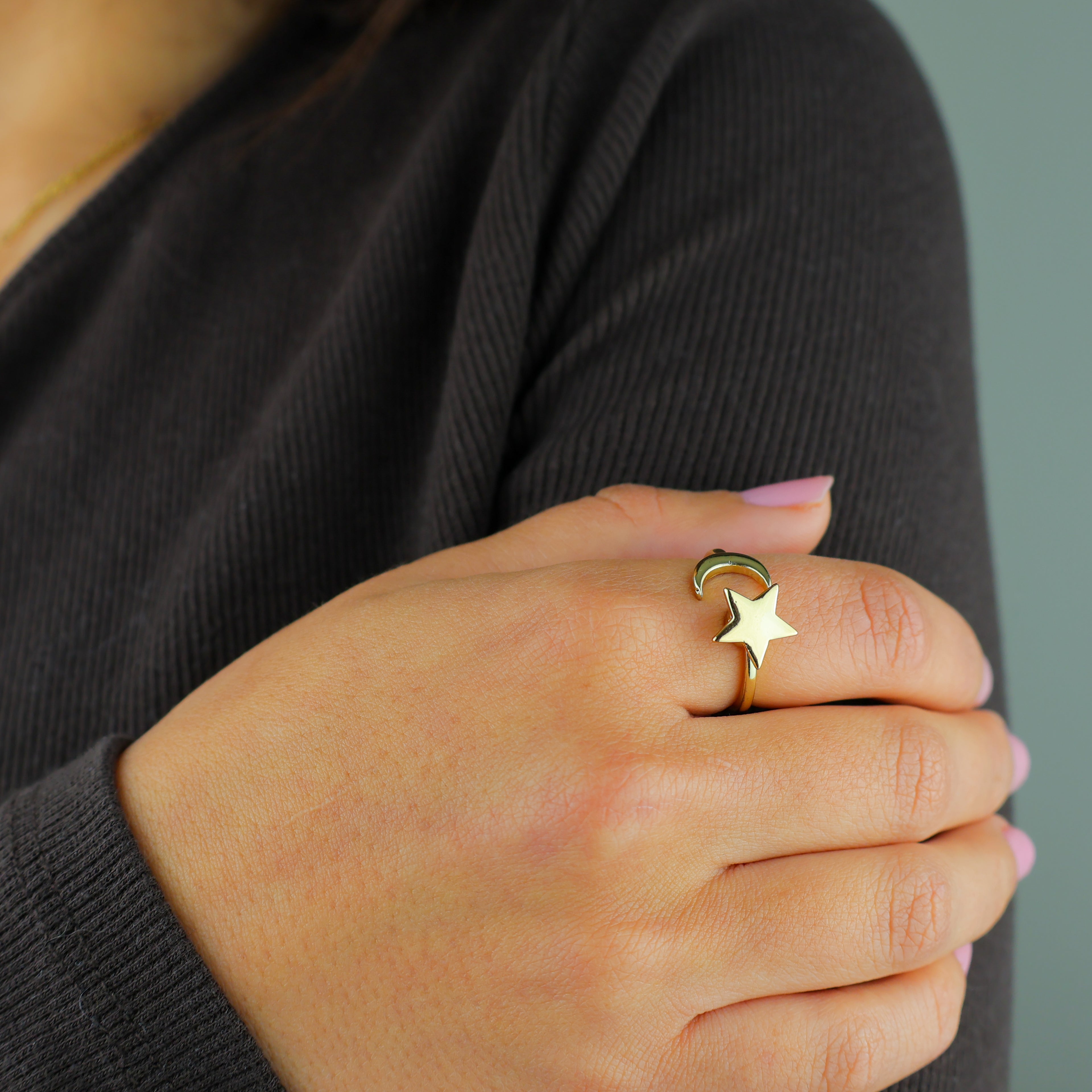 Moon & Star Anxiety Ring