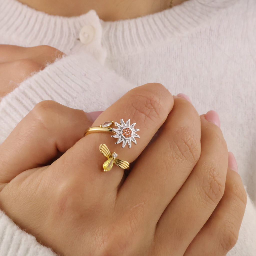 Bee & Bloom Anxiety Ring