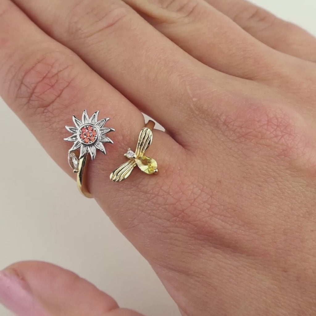 Bee & Bloom Anxiety Ring