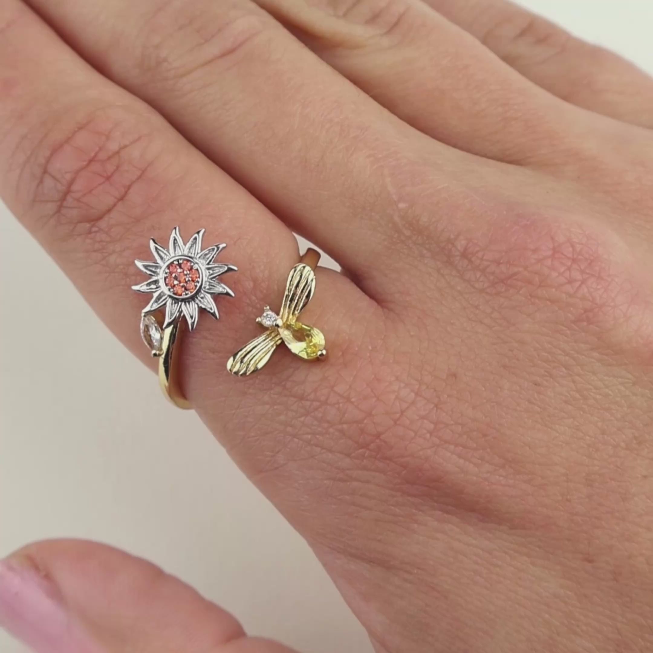 Bee & Bloom Anxiety Ring
